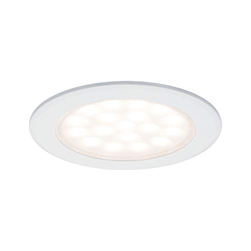 Paulmann 99921 LED Möbelleuchte Einbauleuchte rund incl. 2x2,5 Watt Schrankleuchte Weiß matt Schranklicht Aluminium, Kunststoff Küchenlampe 3000 K von Paulmann