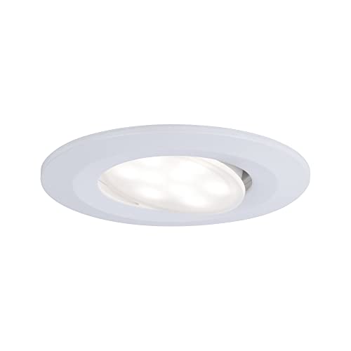 Paulmann 99926 LED Einbauleuchte Calla rund 1x6W IP65 neutralweiße Einbaustrahler Weiß matt schwenkbar Spots Kunststoff Einbaulampe 4000K von Paulmann