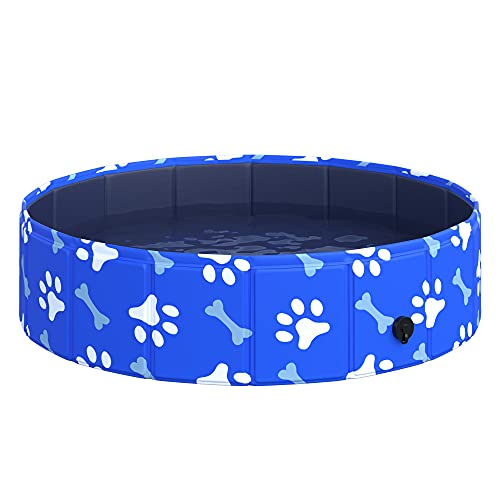 PawHut Hundebadewanne Hundepool Badewanne faltbar Plantschbecken Swimmingpool Schwimmbecken Wasserbecken für Hunde und Katzen Ø80 x 20H cm von PawHut