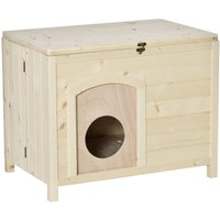 PawHut Hundehütte Hundehaus faltbar Haustierhaus katzenhaus Massivholz Natur 78 x 51 x 62 cm von PawHut