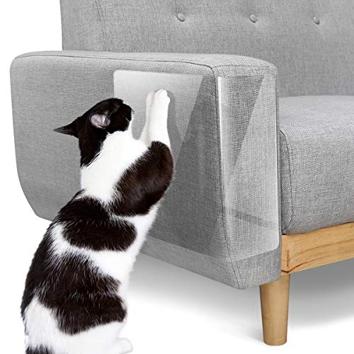 Pawaboo Katze Kratzschutz, 16 Pack Doppelseitig Kratzpads für Katzen mit Selbstklebend Katze Kratzschutzfolie mit 90 Polster Nägel Katze Krallen Guards Pads für Sofa Möbel Tür Kratzschutz, Weiß von Pawaboo