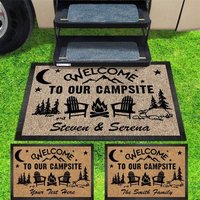 Camping-Dekoration, Camping-Geschenke, Camping-Fußmatte, Personalisierte Campingmatte, Camping-Teppich, Individuelle Wohnmobil-Camper-Matte von Pawsonalize