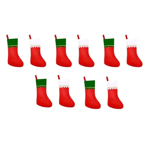 Pcivzxam 10 x Weihnachtsstrümpfe, Geschenktüten, Großpackung, Kamindekoration, Socke, hängende Socke, Dekoration, 35,6 x 16,3 cm, rot, langlebig von Pcivzxam