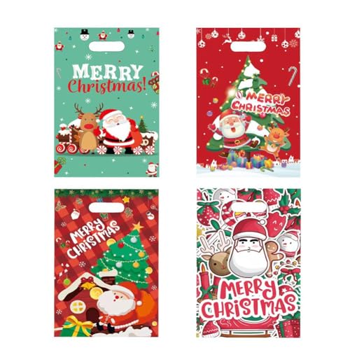 Pcivzxam 160 Stück Weihnachts-Süßigkeiten-Plätzchentüten, Weihnachtsmann-Geschenktüten, Weihnachts-Party-Dekoration für Zuhause, Neujahr, Verpackungsbeutel, einfach zu verwenden von Pcivzxam