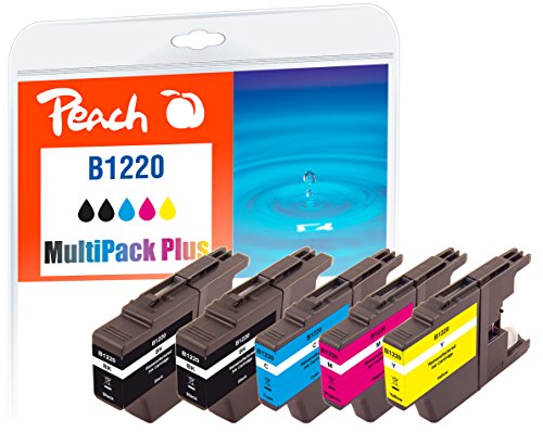 Peach B1220/1240/1280 Spar Plus Pack Druckerpatronen (2xBK, C, M, Y) ersetzt Brother LC-1220 für z.B. Brother DCPJ 525 W, Brother DCPJ 925 DW, Brother MFCJ 430 W, Brother DCPJ 725 DW von Peach