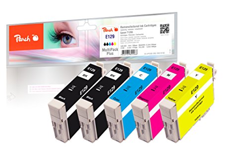 Peach E129 Spar Pack Plus Druckerpatronen XL (2xBK, C, M, Y) ersetzt Epson T1295, T1291, C13T12954010 für z.B. Epson Stylus Office BX 305 F, Epson Stylus Office BX 635 FWD, Epson Stylus SX 430 W von Peach