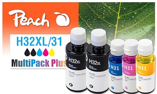 Peach H32/31 Spar Pack Plus Druckerpatronen (2xBK, C, M, Y) ersetzt HP No. 32XL*2, No. 31 für z.B. HP Smart Tank Plus 550, HP Smart Tank Plus 555, HP Smart Tank Plus 559, HP Smart Tank Plus 655 von Peach