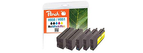 Peach H950/951 Spar Pack Druckerpatronen (BK, C, M, Y) ersetzt HP No. 950, No. 951, CN049A, CN050A, CN051A, CN052A für z.B. HP OfficeJet Pro 8600 Plus e-All-in-One, HP OfficeJet Pro 8610 e-All-in-One von Peach