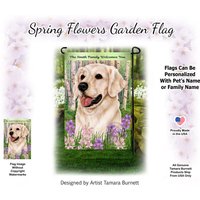 Golden Retriever White Spring Design | Kann Mit Haustier Oder Familienname Personalisieren Gartenflagge von PegasusPetsCo