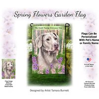 Labrador Retriever Silber American Spring Design | Kann Mit Haustier Oder Familienname Personalisieren Garten-Flagge von PegasusPetsCo