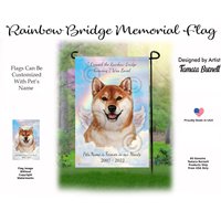 Shiba Inu Rot & Weiß - Haustier-Gedenkstätte Garten-Flagge Mit Personalisierungs-Optionen von PegasusPetsCo