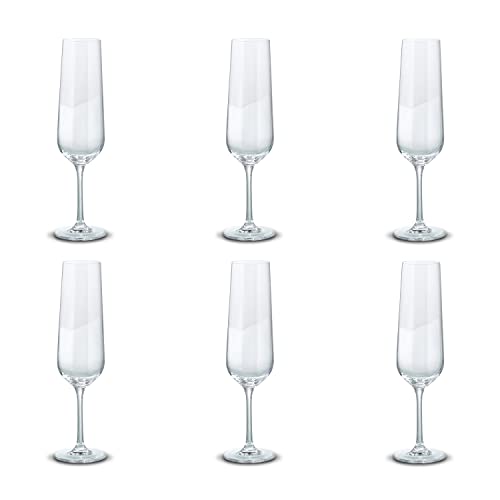 Peill+Putzler Germany 6er Set Sektkelche, 220 ml Volumen, Stabiler Fuß, Kristallgläser mit einem schlichten Design, Weingläser für Wasser, Saft & Cocktail, Trinkgläser von Peill+Putzler Germany