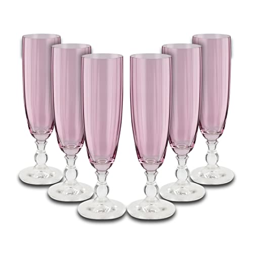 Peill+Putzler Germany 6er Set Sektkelche rosa, 230ml Volumen, aus hochwertigem Kristallglas, sehr pflegeleicht da Spühlmaschinengeeignet, Glanzstücke für jede Gelegenheit von Peill+Putzler Germany