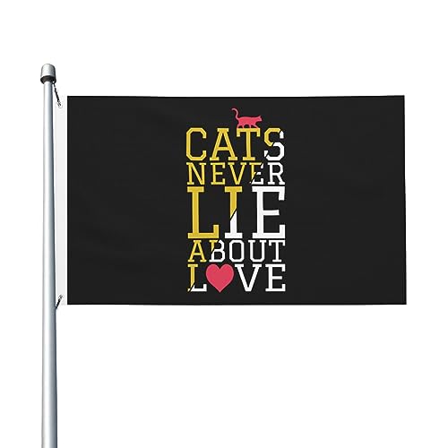 Cats Never Lie About Love-Flaggen, 3 x 5 Fuß, doppelseitig, langlebiges Dekorationsbanner für den Außenbereich, Innenhöfe, Polyester-Flaggen von Peiyeety