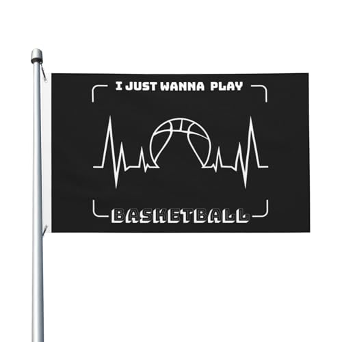 Flaggen mit Aufschrift „I Just Wanna Play Basketball“, 90 x 150 cm, doppelseitig, für den Außenbereich, langlebiges Dekor, Banner, Innenhöfe, Polyester-Flaggen von Peiyeety
