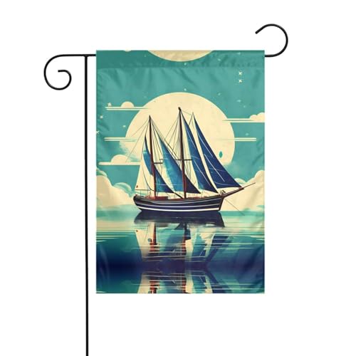 Gartenflaggen mit Segelboot- und Schiffsmotiven für den Außenbereich – kleine Rasenflagge, eine unverzichtbare Frühlingsgartenflagge für jeden Rasen oder Hinterhof. von Peiyeety