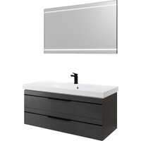 Saphir Badmöbel-Set "Balto 2-teilig Mineralmarmor-Waschtisch mit LED-Spiegel, 123 cm breit", (2 St.), Waschplatz mit 2 Schubladen, Badschrank inkl. Schubladendämpfer von Saphir