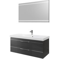 Saphir Badmöbel-Set "Balto 2-teilig Mineralmarmor-Waschtisch mit LED-Spiegel, 123 cm breit", (2 St.), Waschplatz mit 2 Schubladen, Badschrank inkl. Schubladendämpfer von Saphir