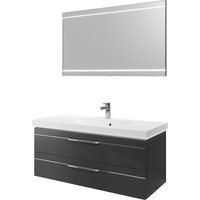 Saphir Badmöbel-Set "Balto 2-teilig Mineralmarmor-Waschtisch mit LED-Spiegel, 123 cm breit", (2 St.), Waschplatz mit 2 Schubladen, Badschrank inkl. Schubladendämpfer von Saphir