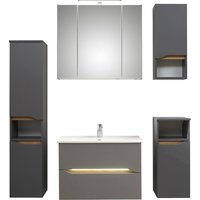 Saphir Badmöbel-Set "Quickset 5-teilig, Keramik-Waschtisch und LED-Spiegelschrank", (7 St.), Midischrank, Unterschrank, Hängeschrank, inkl. Türdämpfer, 7 Türen von Saphir