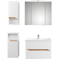 Saphir Badmöbel-Set "Quickset 4-teilig, Keramik-Waschtisch und LED-Spiegelschrank", (5 St.), Unterschrank, Hängeschrank, inkl. Türdämpfer, 5 Türen, 2 Schubladen von Saphir