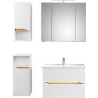 Saphir Badmöbel-Set "Quickset 4-teilig, Keramik-Waschtisch und LED-Spiegelschrank", (6 St.), Unterschrank, Hängeschrank, inkl. Türdämpfer, 5 Türen, 2 Schubladen von Saphir