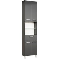 Saphir Hochschrank "Quickset Badschrank 50 cm breit, 4 Türen, 2 Nischen, 1 Schublade", Badezimmer-Hochschrank inkl. Türdämpfer, Griffe in Chrom glänzend von Saphir