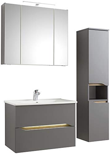 Pelipal - Capri 14 - Badmöbel-Set - 75 cm - Badset, 4-teilig mit Spiegelschrank, Keramik-Waschtisch usw. in Quarzgrau matt/Riviera Eiche, Grifflos, Komplettset Pelipal - Capri 14 - Badmöbel-Set - 75 cm - Badset, 4-teilig mit Spiegelschrank, Keramik-Waschtisch usw. in Quarzgrau matt/Riviera Eiche, Grifflos, Komplettset von Pelipal