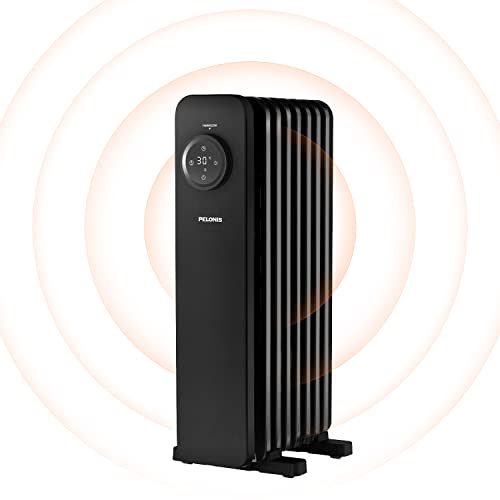 PELONIS PHOENIX 1500W Ölradiator Heizkörper Energiesparender, Elektrische Heizung mit 7 Rippen, Verstellbares Thermostat, Kippschutz & Überhitzungsschutz (Elektrische, Schwarz) von Pelonis