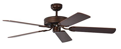 Deckenventilator ohne Beleuchtung Potkuri, Gehäuse Bronze Antik, Wendeflügel Mahagoni oder Mahagoni mit Rattaneinlage , 132 cm, für Räume bis zu 25m² von Pepeo