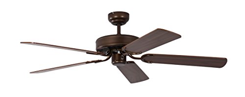 Deckenventilator ohne Beleuchtung Potkuri, Gehäuse Bronze Antik, Wendeflügel Walnuss oder Walnuss mit Rattaneinlage , 132 cm, für Räume bis zu 25m² von Pepeo