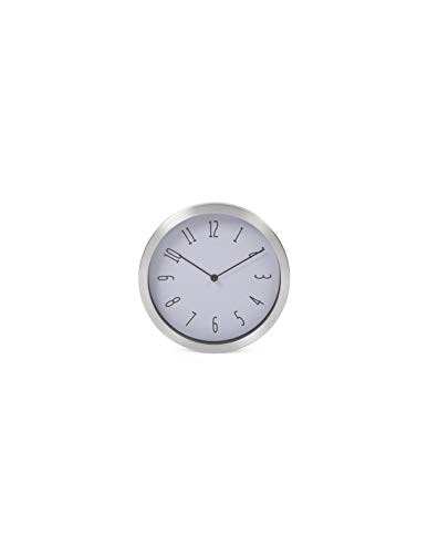 Perel Wanduhr, rund, analog, 20 cm, Aluminium, Silber von Perel