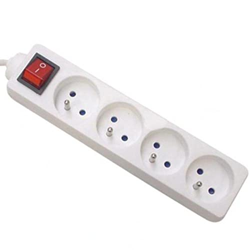 Perel Steckdosenleiste mit Schalter, 4 Steckdosen Typ E, Kabel 3 m, 3G1.5, Innenbereich, Weiß von Perel
