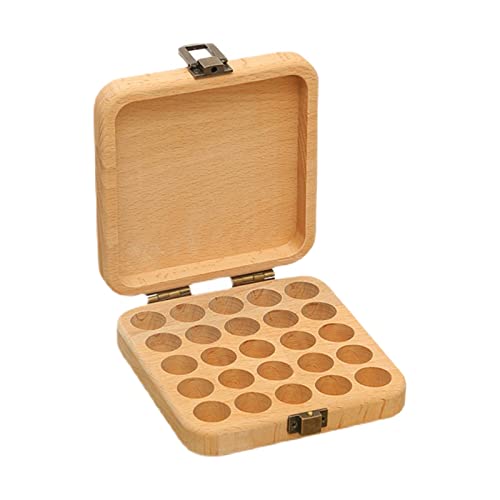 Perfeclan Aufbewahrungsbox aus Holz für ätherische Öle Aufbewahrungsbox Organizer Geschenk Parfümbehälter Platzsparender Mehrzweckträger für die, 25 Steckplätze von Perfeclan