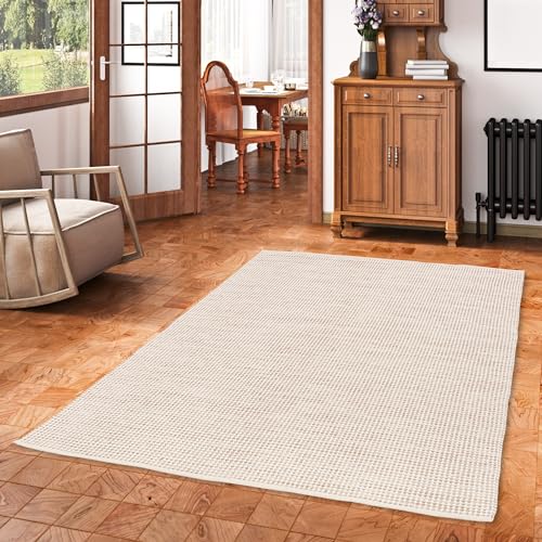 Pergamon Baumwolle Natur Kelim Teppich Sandy Beige Modern in 7 Größen von Pergamon