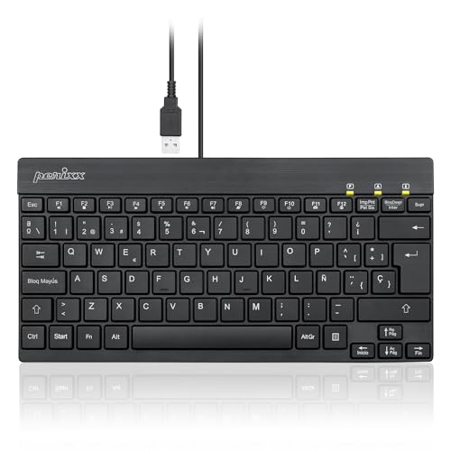 Perixx PERIBOARD-426 Mini-Tastatur mit niedrigem Profil und USB-Kabel, Schwarz, spanische Konfiguration von Perixx