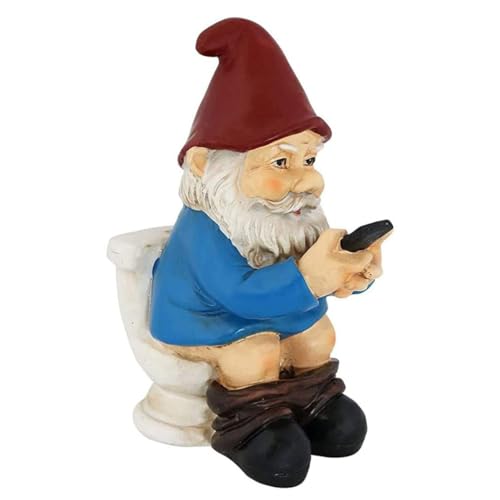 Funny Garden GNOME Ornament, frecher Garten Gnom auf einem Toilettengarten Gnom Figur Funnom GNOME Set für Hof Rasen, Gartenskulpturen Statuen von Pesoncarl