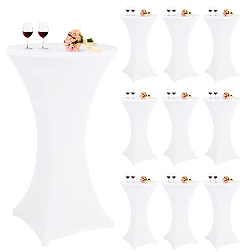 Pesonlook 10er-Set Stretch Stehtisch Husse für Bistrotisch Ø 60-65 cm Elegante,Verstärkung im Fußbereich,40°C Maschinenwäsche ，Stretch-Husse Weiß Hussen für Stehtische und Bistrotische（60×110cm,Weiß） von Pesonlook