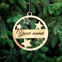 Personalisierte Name Weihnachten Holzdekoration, Benutzerdefinierte Weihnachtsbaum Dekoration, Hängende Hölzerne Weihnachtsdekoration, Namen Ornament von PetJos