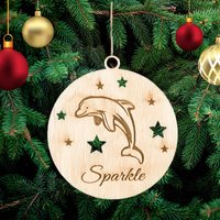 Personalisierte Weihnachtsdekoration Aus Holz, Dolphin Weihnachtsbaum Moderne Dekoration, Hängende Benutzerdefinierter Katzenname von PetJos