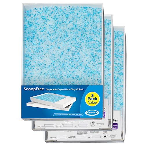 PetSafe ScoopFree Ersatzschale mit Silikat Katzenstreu, Für selbstreinigende Katzentoilette PetSafe ScoopFree geeignet, 3er-Pack, Bis zu 30 Tage Frische pro Schale, Blau von PetSafe