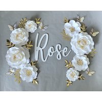 Weiße Rosen Papierblumen-Set | Kinderzimmer-Papierblumen-Wanddekoration Wandblume Baby-Mädchen-Kinderzimmer-Blume Name Nicht Enthalten von PetalsRedefined