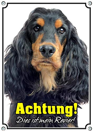 Petsigns Hundeschild English Cocker Spaniel - Warnschild uv-beständig hochkant - schwarz mit LOH, DIN A5 von Petsigns