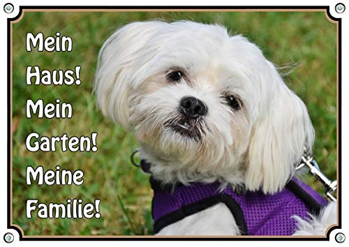 Petsigns Hundeschild Malteser - massives Schild mit Fotodruck - Türschild aus Metall, DIN A4 von Petsigns