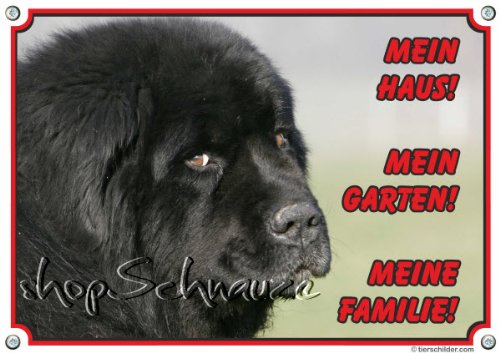 Petsigns Hundeschild - schwarzer Neufundländer (Neufi) - TOP Warnschild aus Metall, DIN A5 von Petsigns