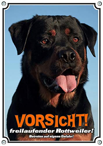 Petsigns Warnschild Rottweiler - individuelles uv-beständiges Hundeschild aus Metall, DIN A5 von Petsigns