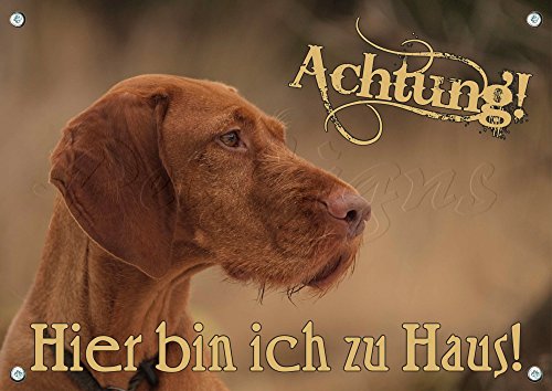 Petsigns Warnschild aus Metall - Magyar Vizsla -hochwertiges Hundeschild mit Fotodruck, DIN A5 von Petsigns