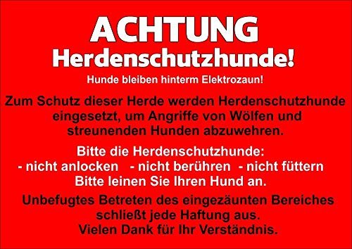 Petsigns Warnschild aus Metall - uv-beständig - Vorsicht HERDENSCHUTZHUNDE, DIN A4 von Petsigns