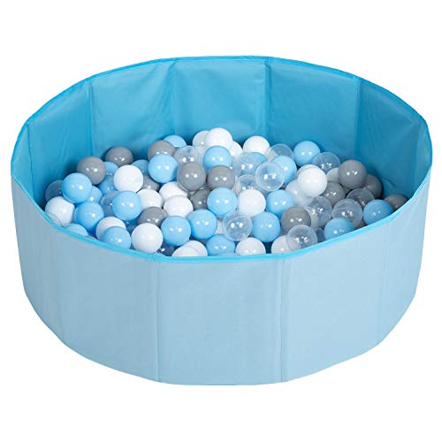 Petsona Hundepool Für Hunde Faltbarer Hunde Pool Hundeplanschbecken Mit Bunten Bällen, Hundebadewanne Spielbereich Für Hunde Und Planschbecken Katzen, Blau: Grau/Weiß/Transparent/Babyblau von Petsona