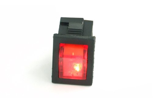 Phobya Wippschalter Eckig - beleuchtet rot - 1-polig AN/AUS schwarz (3pin) Wasserkühlung Überwachung von Phobya